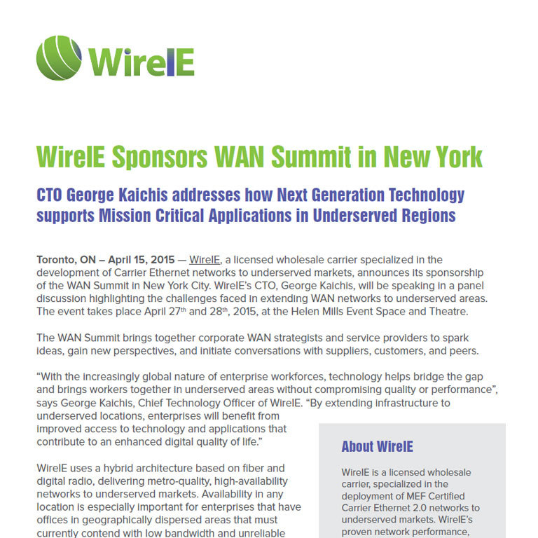 WireIE Sponsors WAN Summit in New York